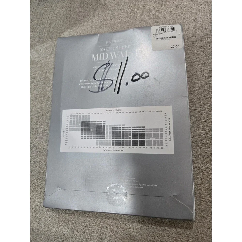 Nordstrom Body Sculpt Naked Sheer Mid Waist Pantyhose Sol Small Sealed New